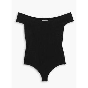 KHAITE Women’s Small Black Nima off-the-shoulder stretch jersey thong bodysuit